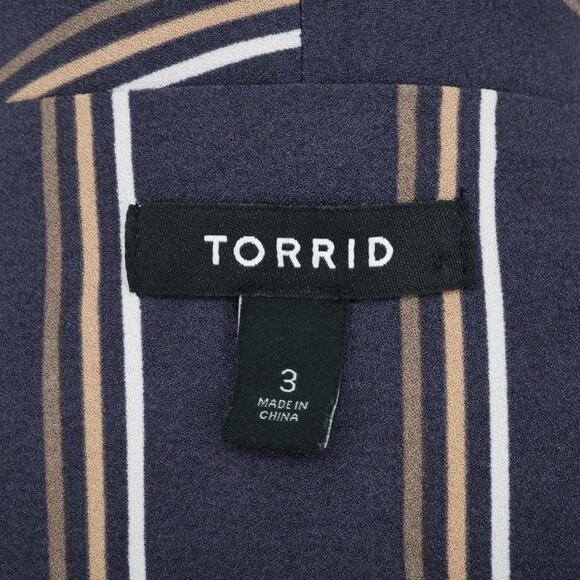 Torrid Jacket 3 Plus Size 3X Gray Striped Crop Open Shawl Collar Pockets Lined - Picture 3 of 15